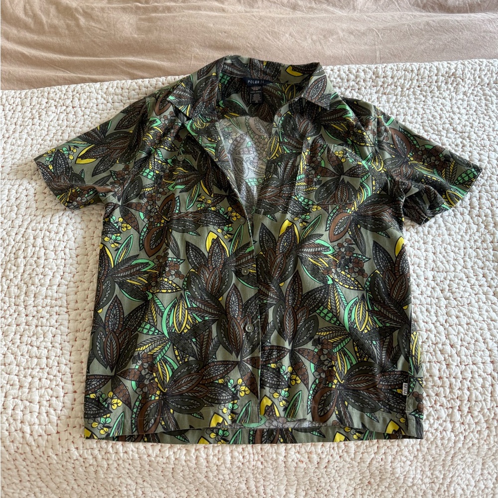 Men's Green Floral Short Sleeve